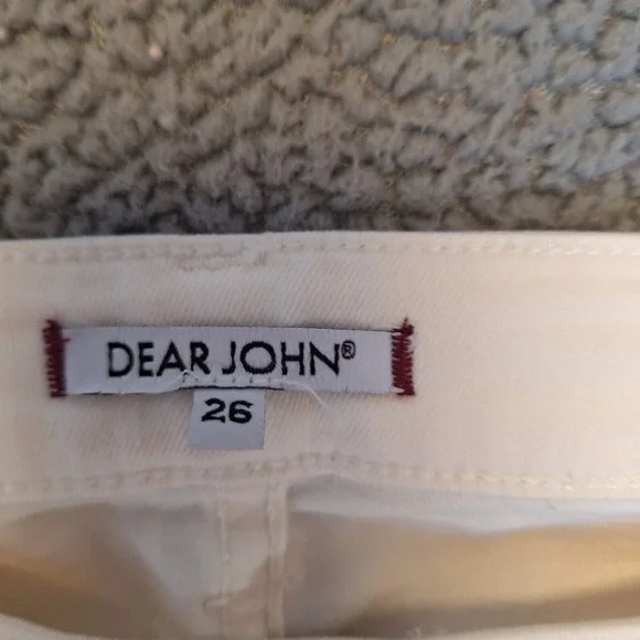 Dear John Jeans Joyrich Comfort Skinny Womens Ivory Distressed Size 26 - Picture 2 of 15